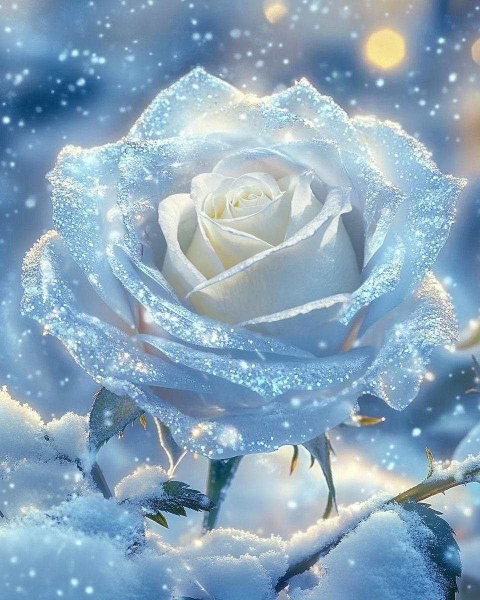 White Rose In The Snow Diamond Art Kit