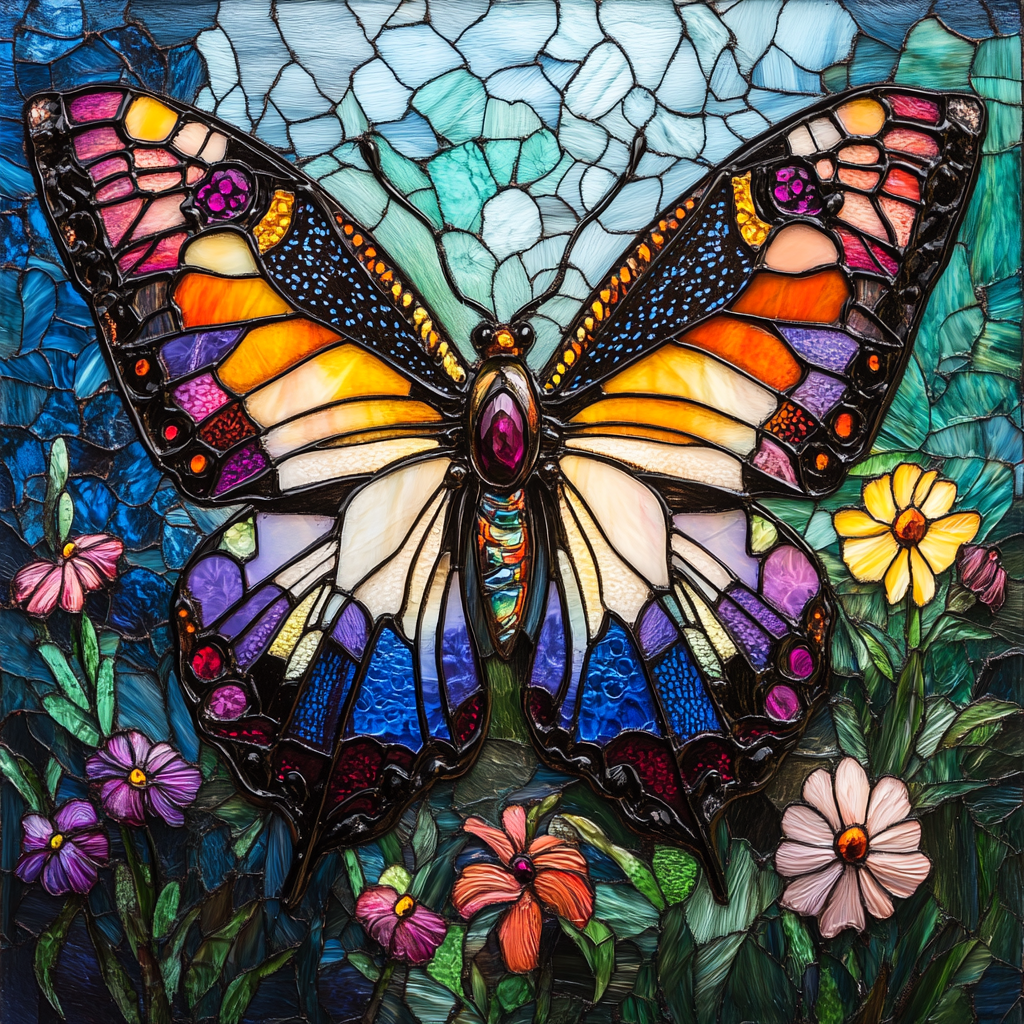 Green Abstract Background Butterfly Diamond Art Kit
