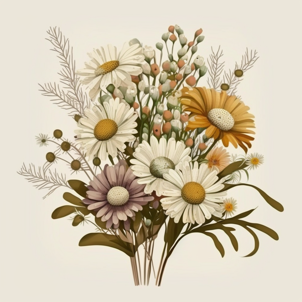 Cream Flower Bouquet Diamond Art Kit