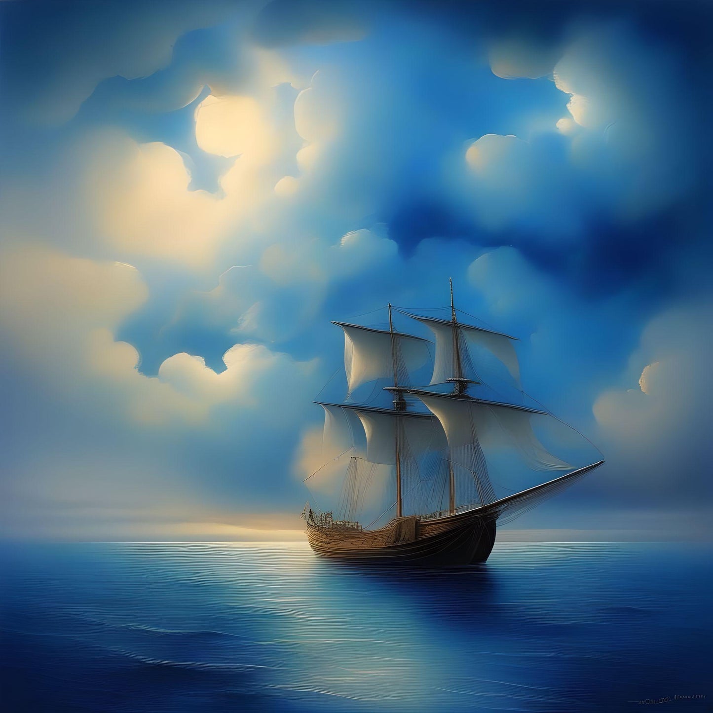 Blue Sky Ship At Sea Diamond Art Kit