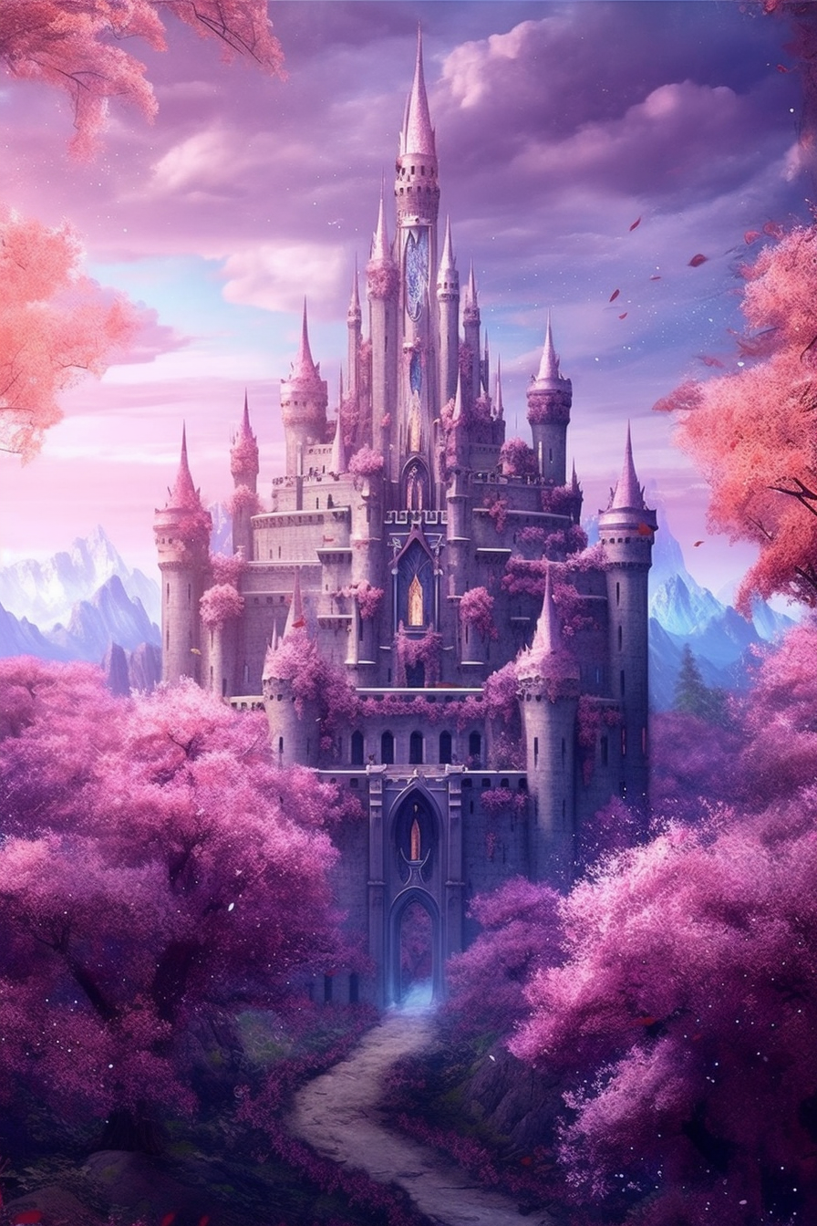 Purple Castle And Sky Diamond Art Kit
