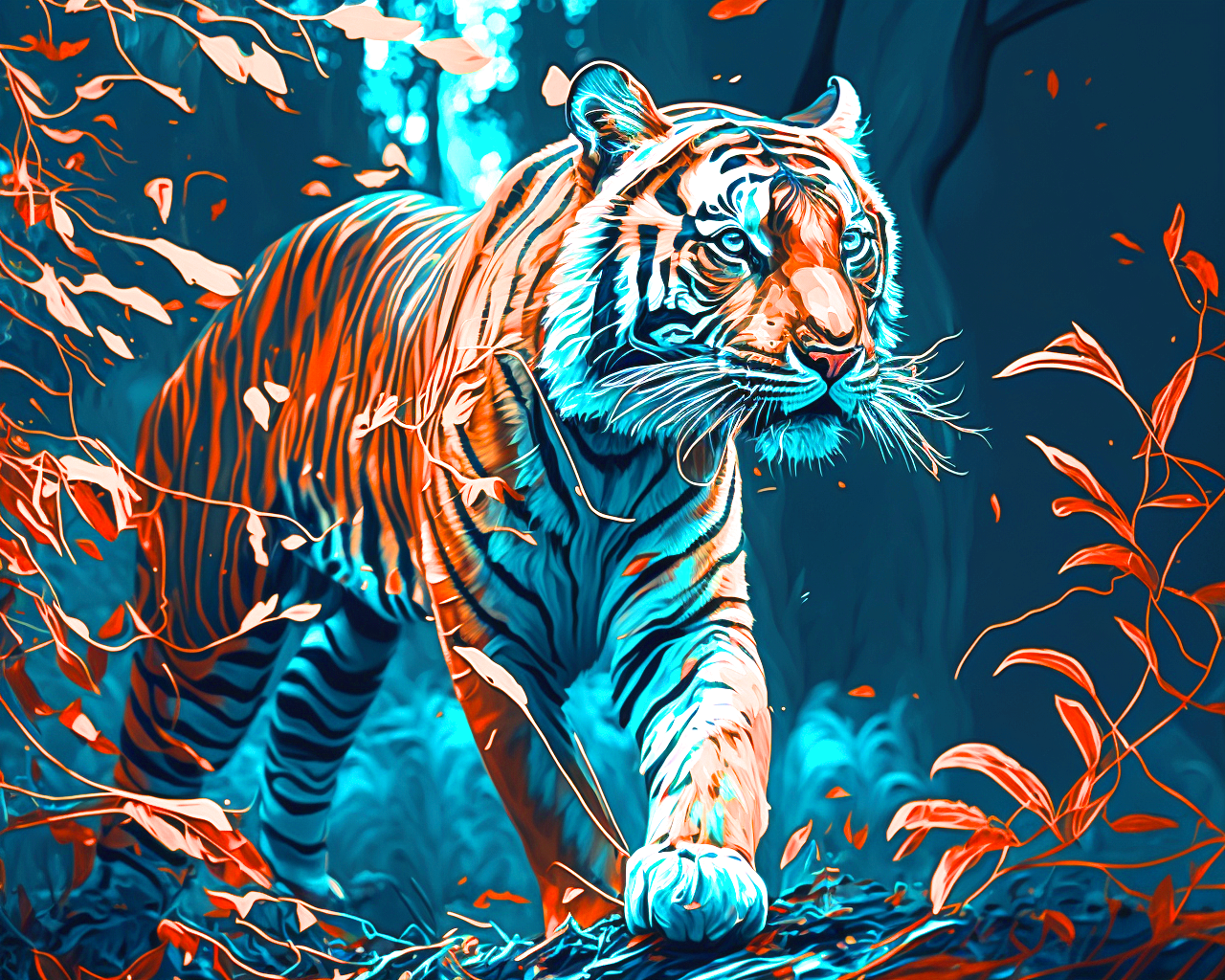 Abstract Tiger Leaves Diamond Art Kit
