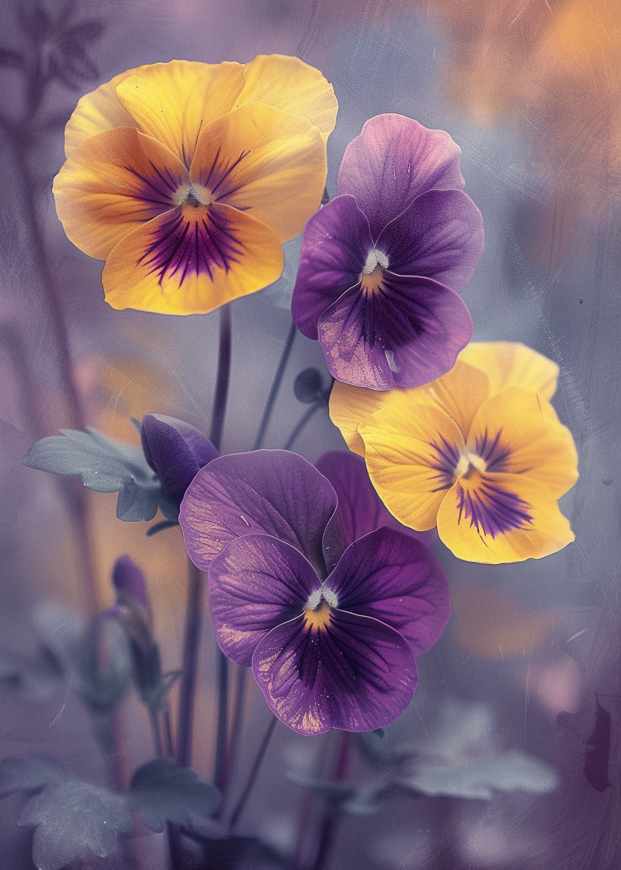 Purple And Yellow Pansies Diamond Art Kit