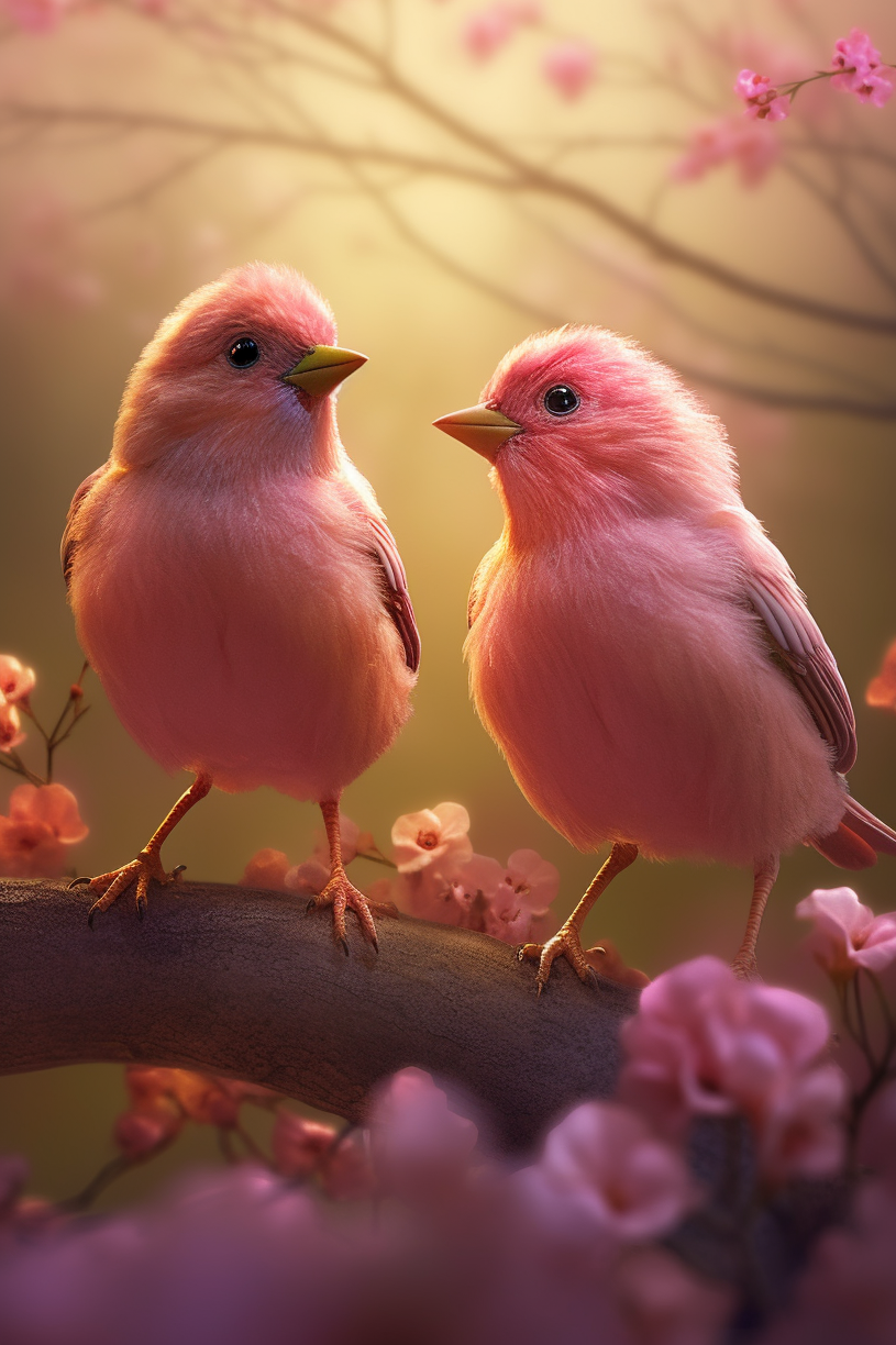 Two Pink Birds Diamond Art Kit