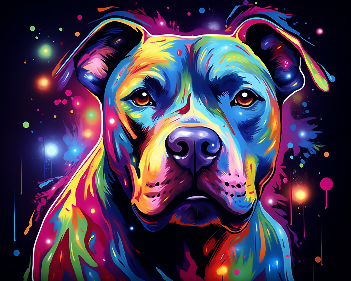 Electric Color Pitbull Diamond Art Kit