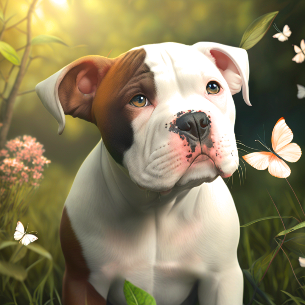 Pitbull Puppy Yellow Butterfly Diamond Art Kit