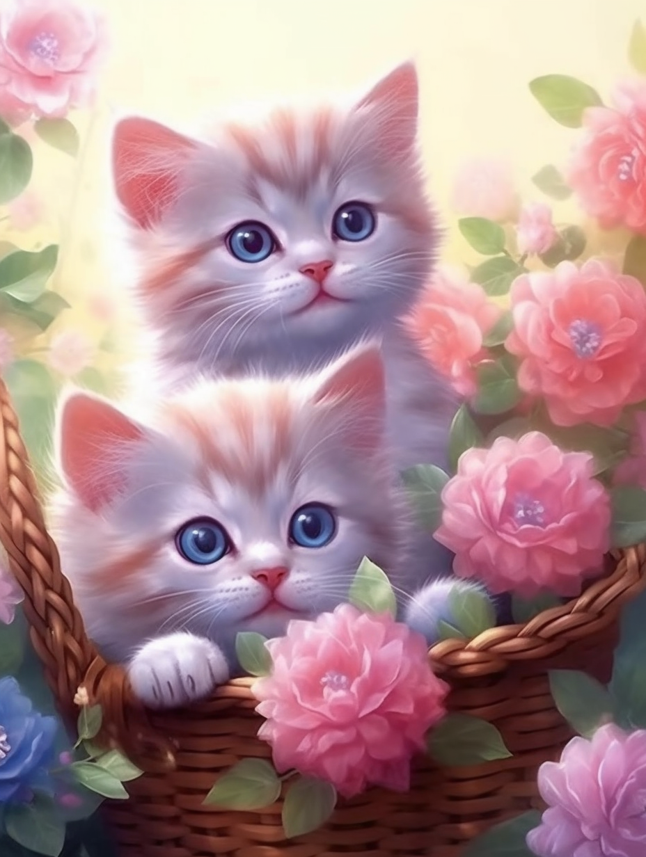 Peeking Basket Kittens Diamond Art Kit