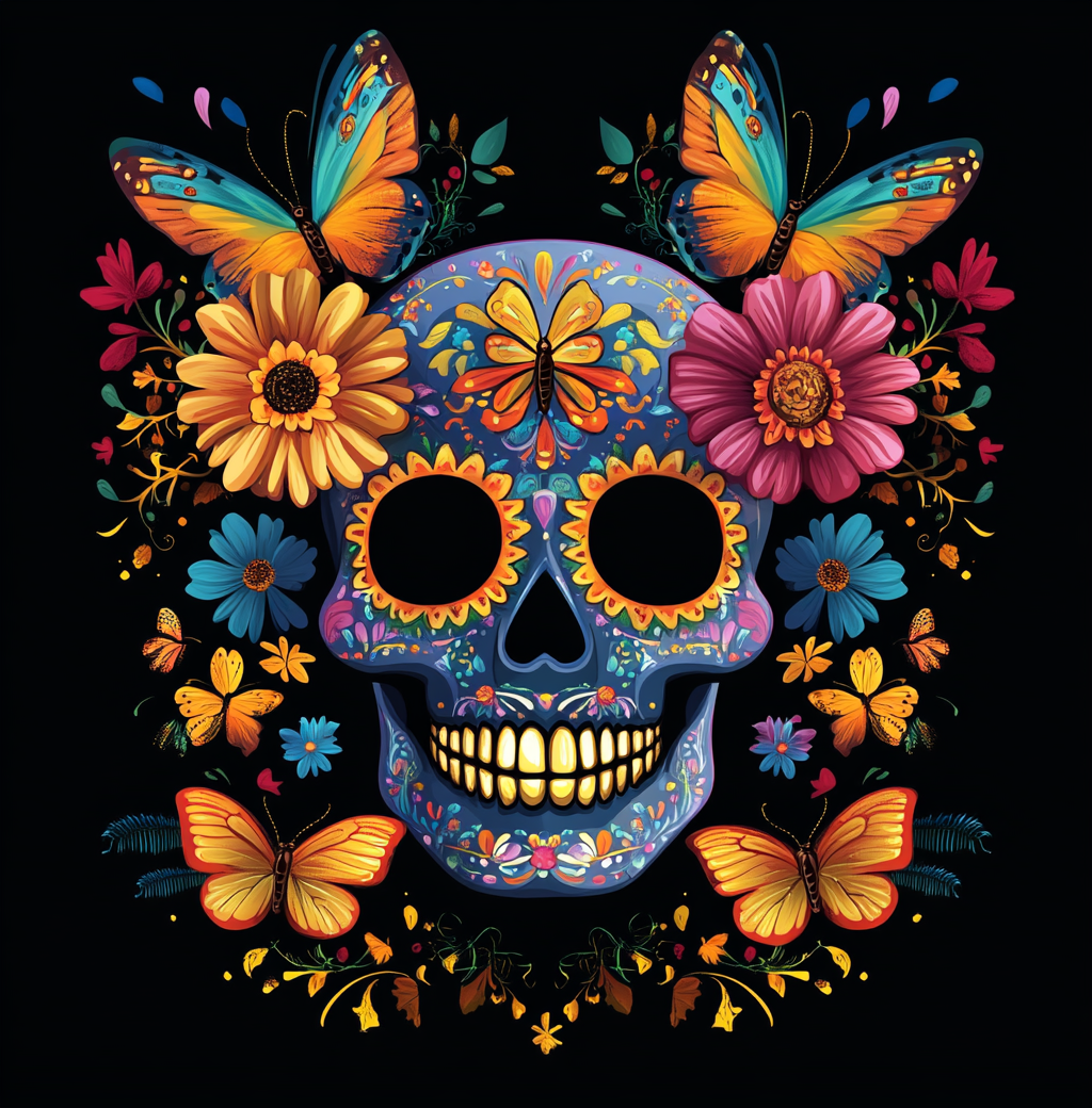 Abstract Yellow Butterfly Skull Diamond Art Kit