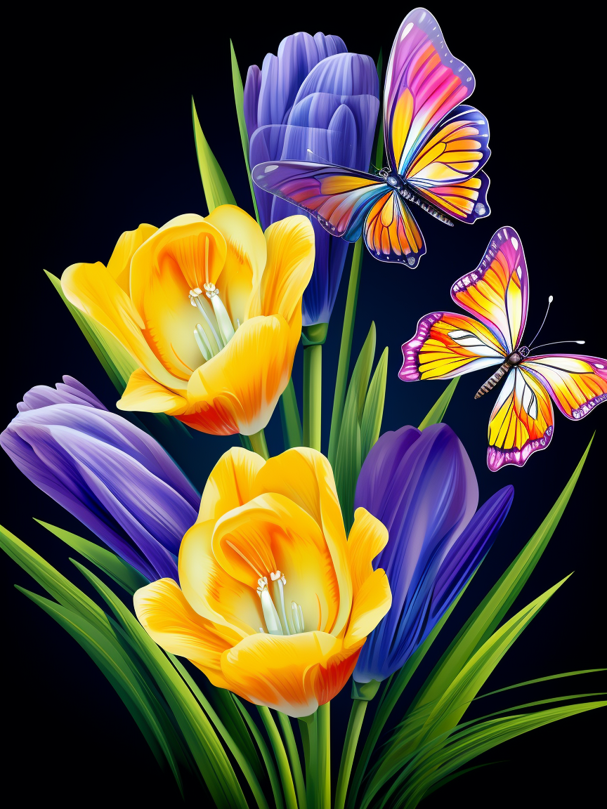 Orang Purple Flower Butterflies Diamond Art Kit