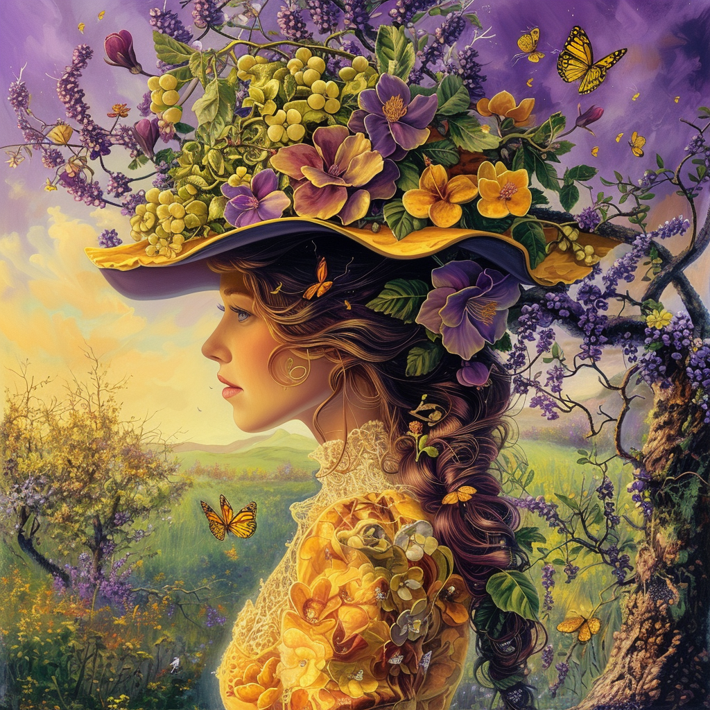 Flower Grape Hat Woman Diamond Art Kit
