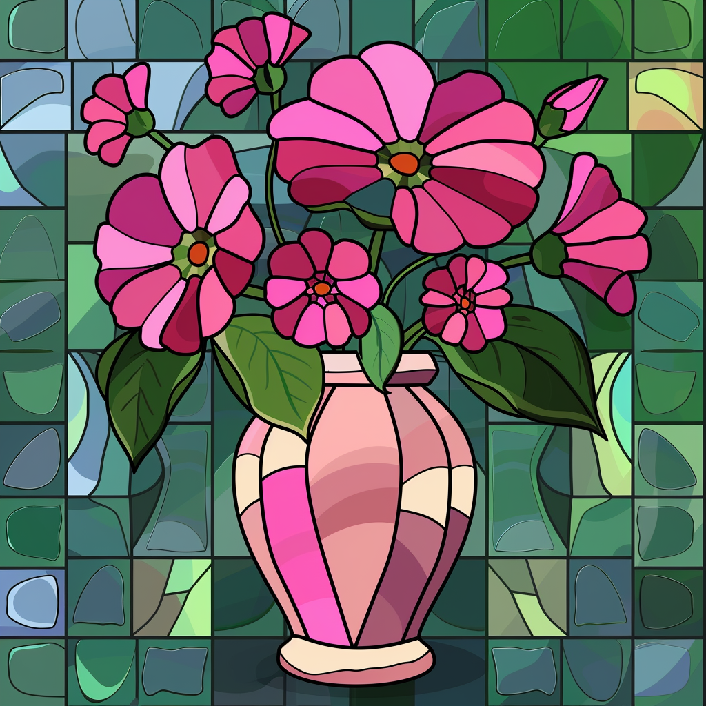Shades Of Pink Abstract Flower Vase Diamond Art Kit
