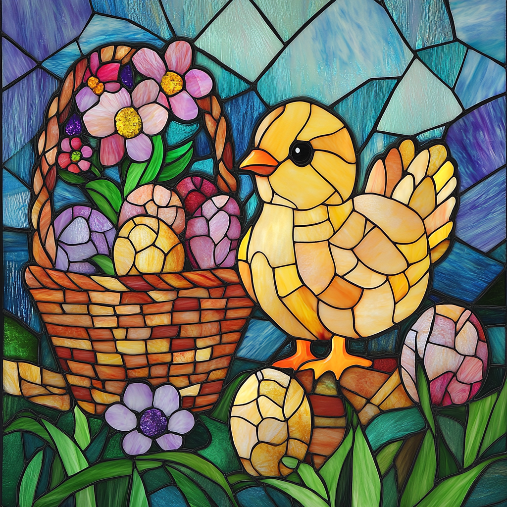 Chick And Easter Eggs Abstract Diamond Art Kit