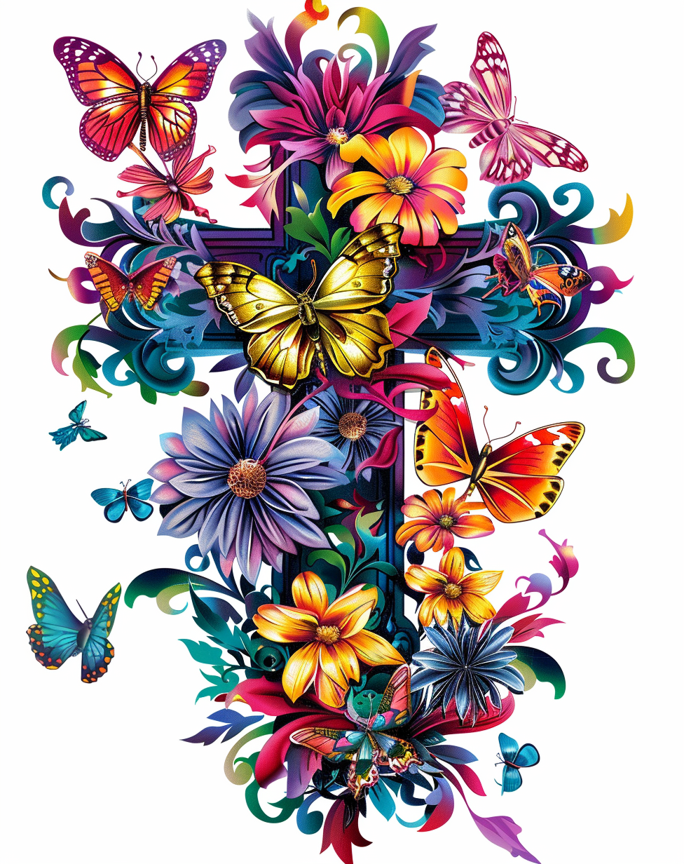 Dark Purple Butterfly Cross Diamond Art Kit