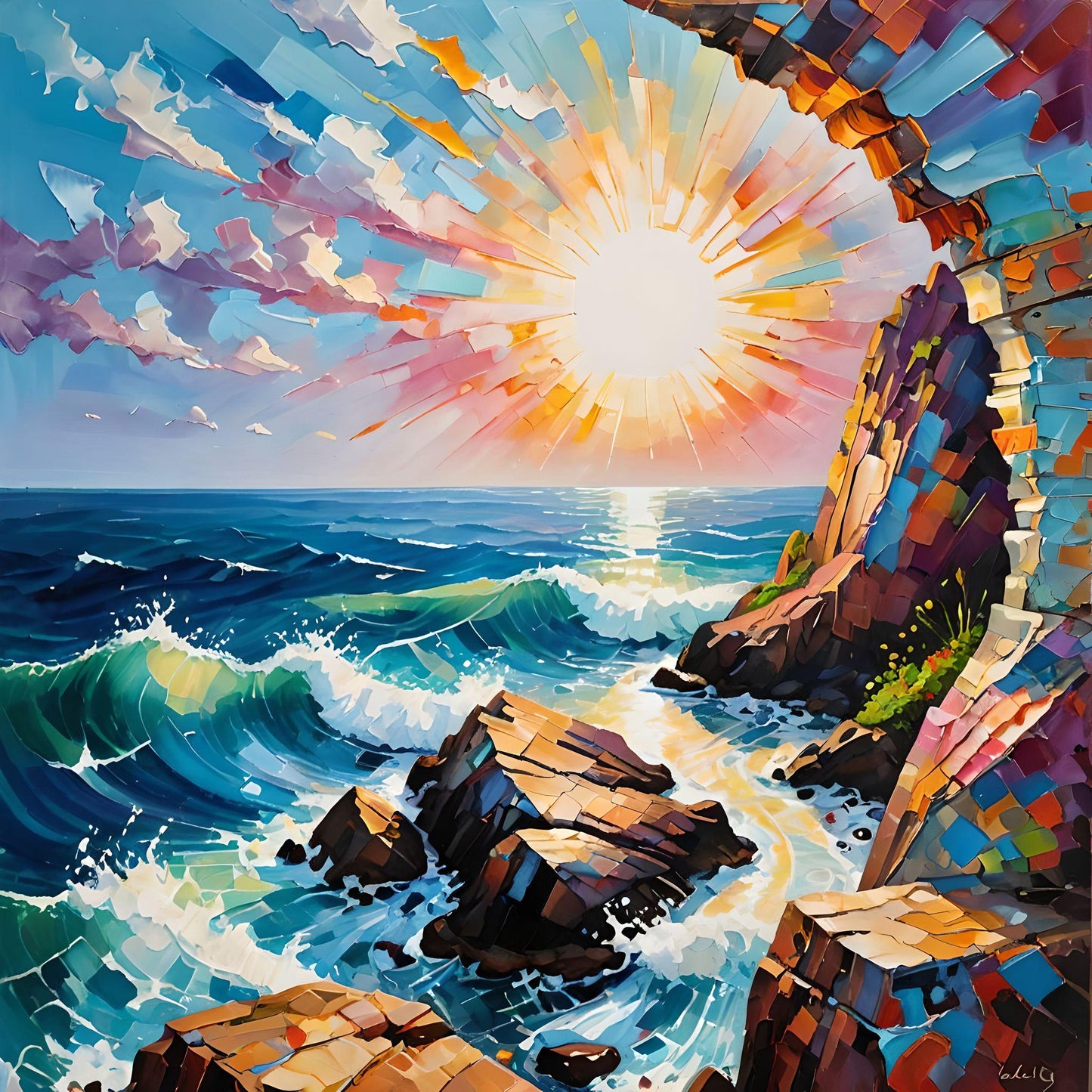 Abstract Sky And Ocean Rocks Diamond Art Kit