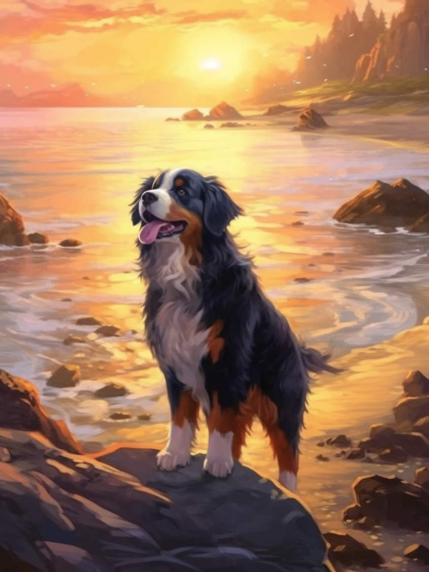 Bernese At The Beach Diamond Art Kit