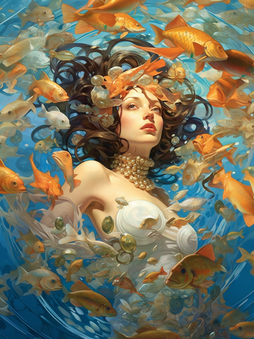 Woman In Fish Diamond Art Kit