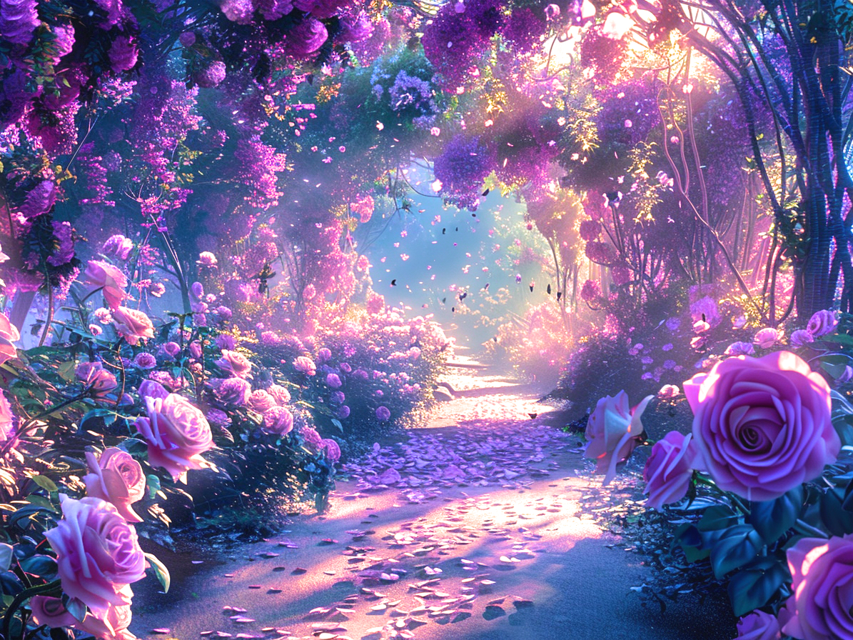 Purple Rose Petals And Arches Diamond Art Kit