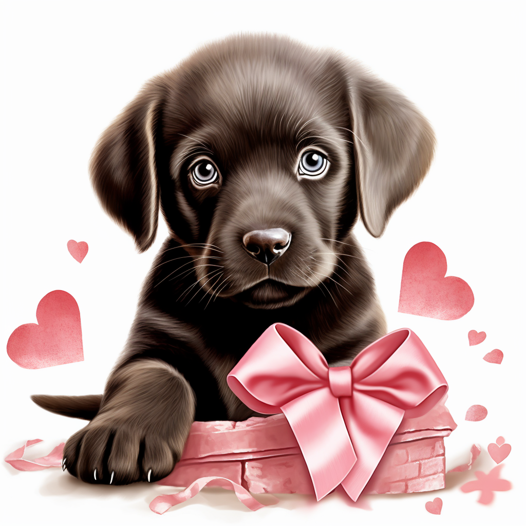 Pink Bow Chocolate Lab Puppy Diamond Art Kit