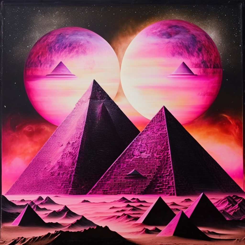 Two Moon Pink Abstract Pyramids Diamond Art Kit