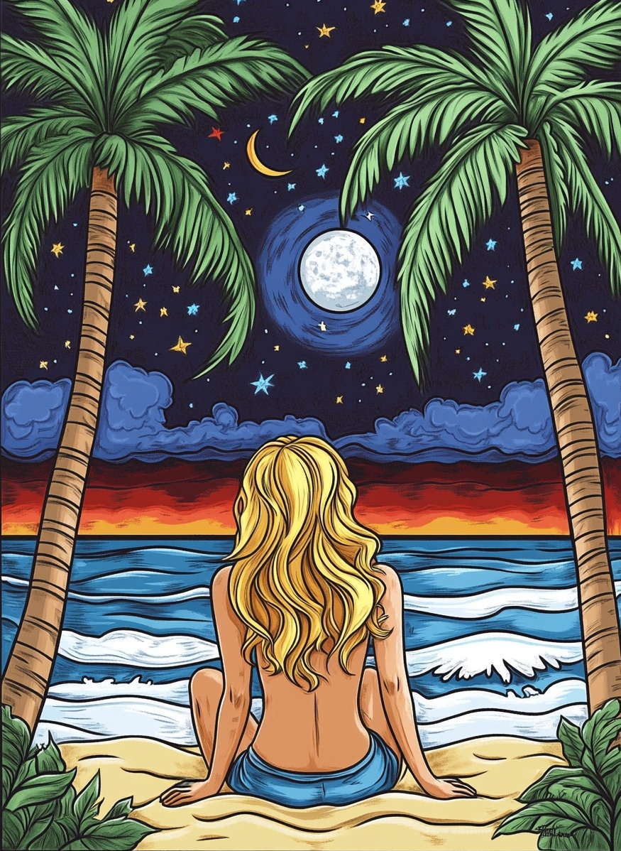 Abstract Two Palm Girl Diamond Art Kit