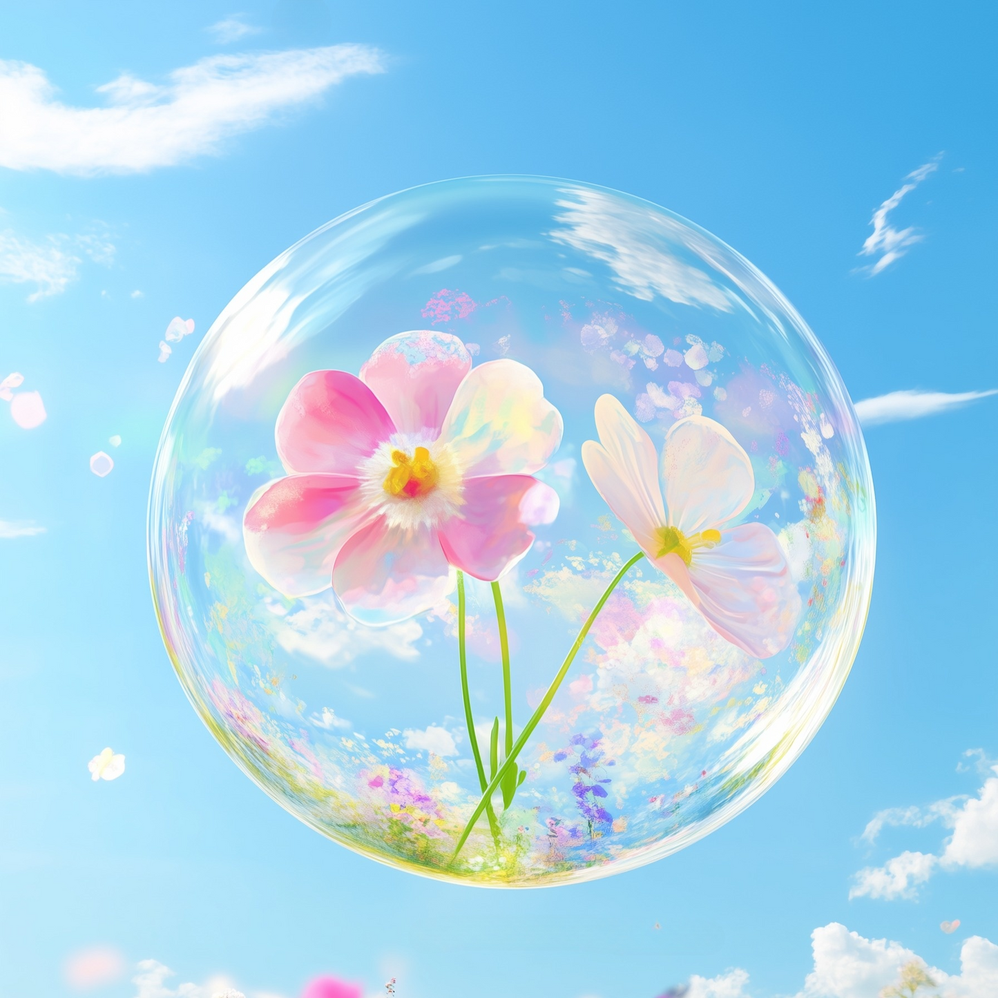 Two Spring Flower Bubble Diamond Art Kit