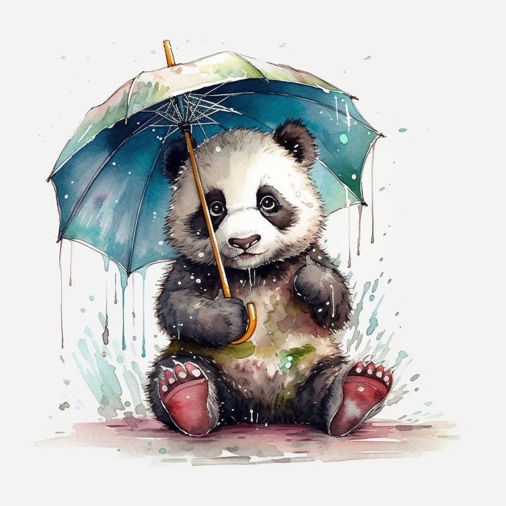 Panda In The Rain Diamond Art Kit