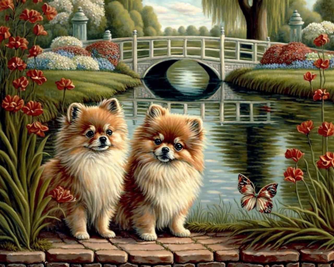 Two Pomeranians Whitebridge Diamond Art Kit