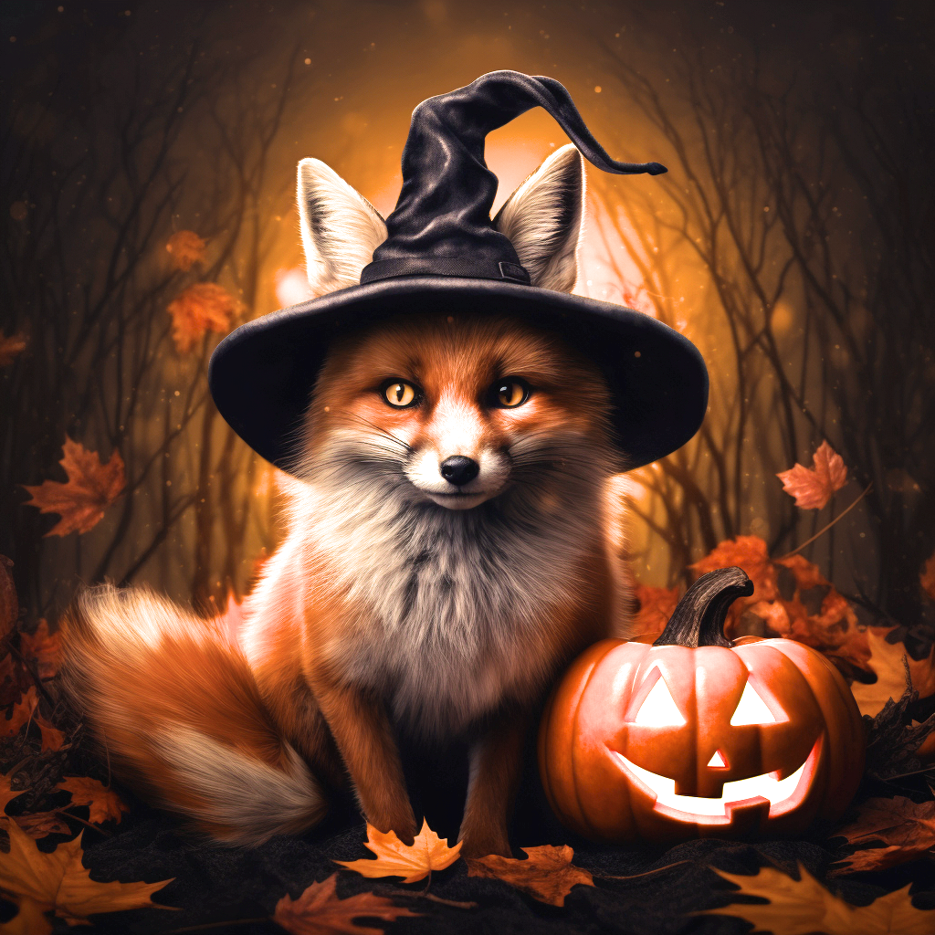 Black Witch Hat Fox Diamond Art Kit