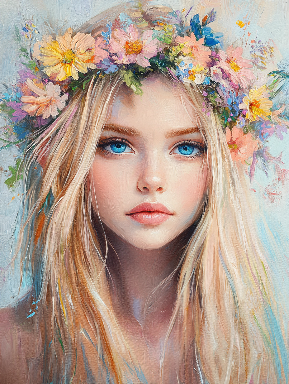 Wildflower Crown Girl Diamond Art Kit