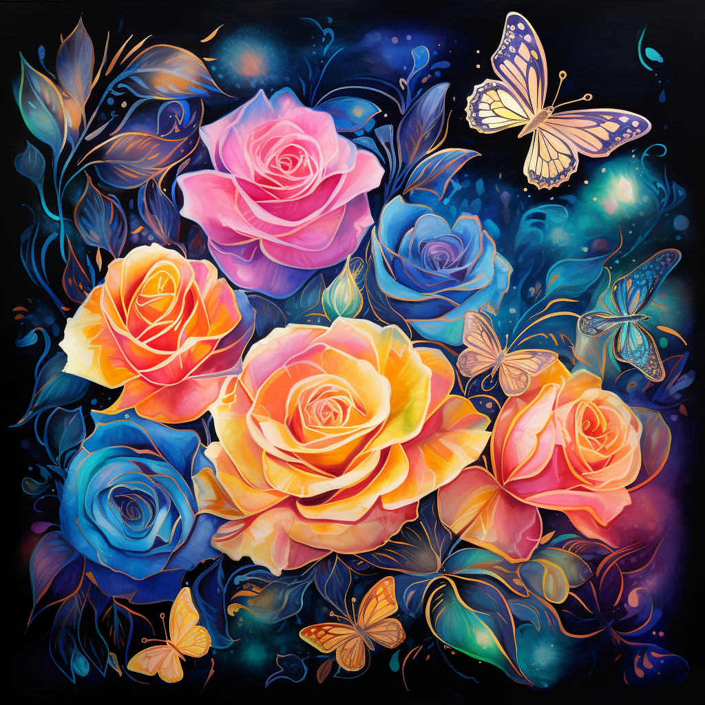 Six Colorful Roses Diamond Art Kit