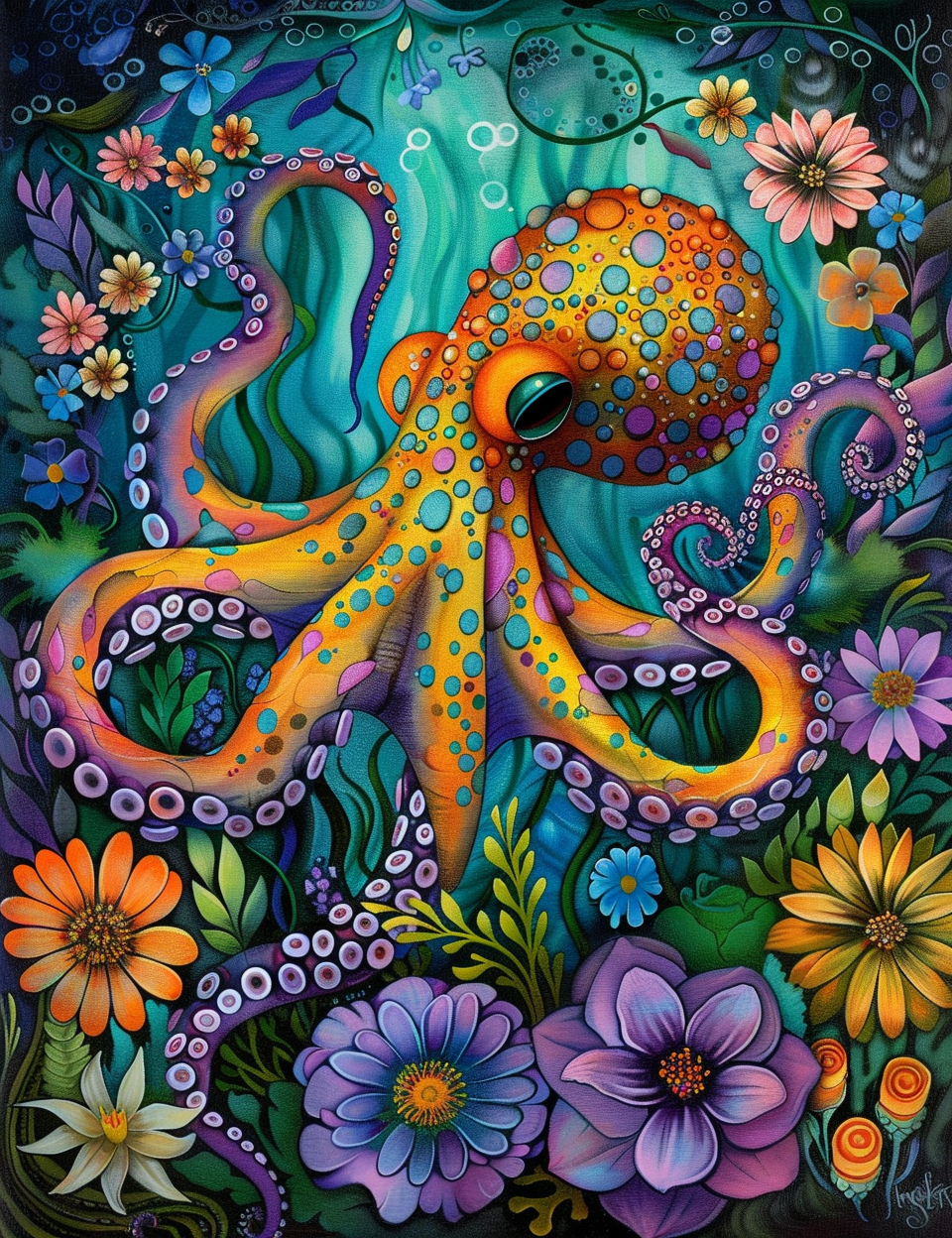 Green Spot Yellow Octopus Diamond Art Kit