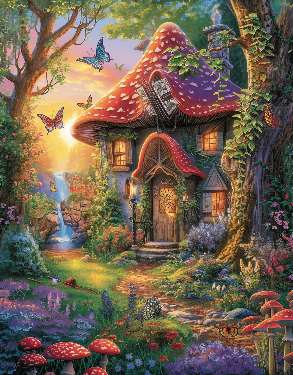 Mushroom Forest Cottage Diamond Art Kit