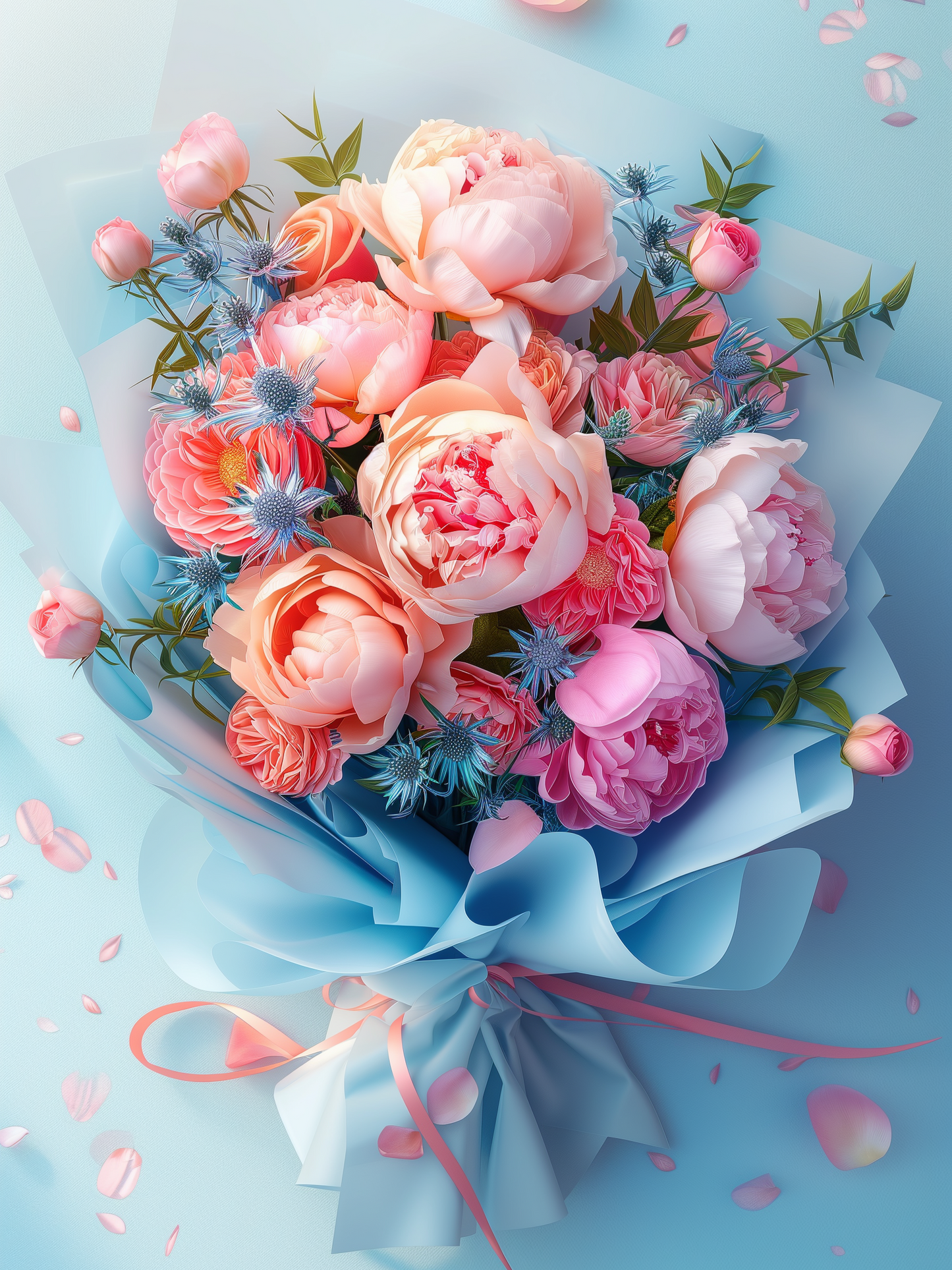 Blue Paper Bouquet Diamond Art Kit