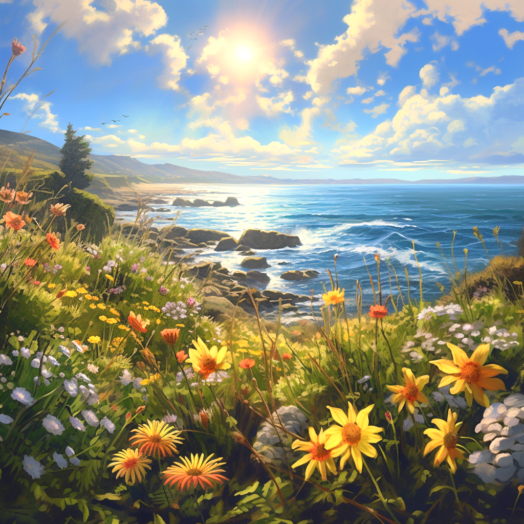 Oceanview Flowers Diamond Art Kit