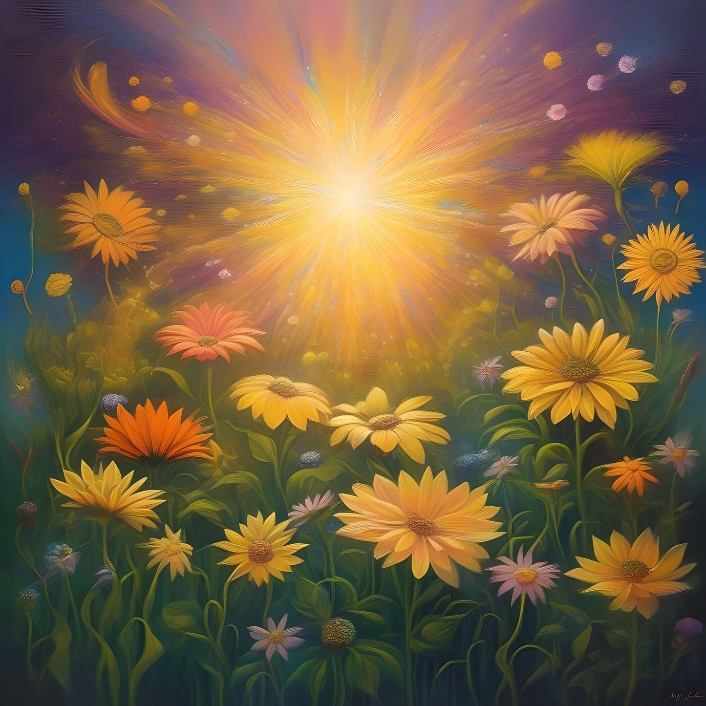 Radiant Sun And Flowers Diamond Art Kit
