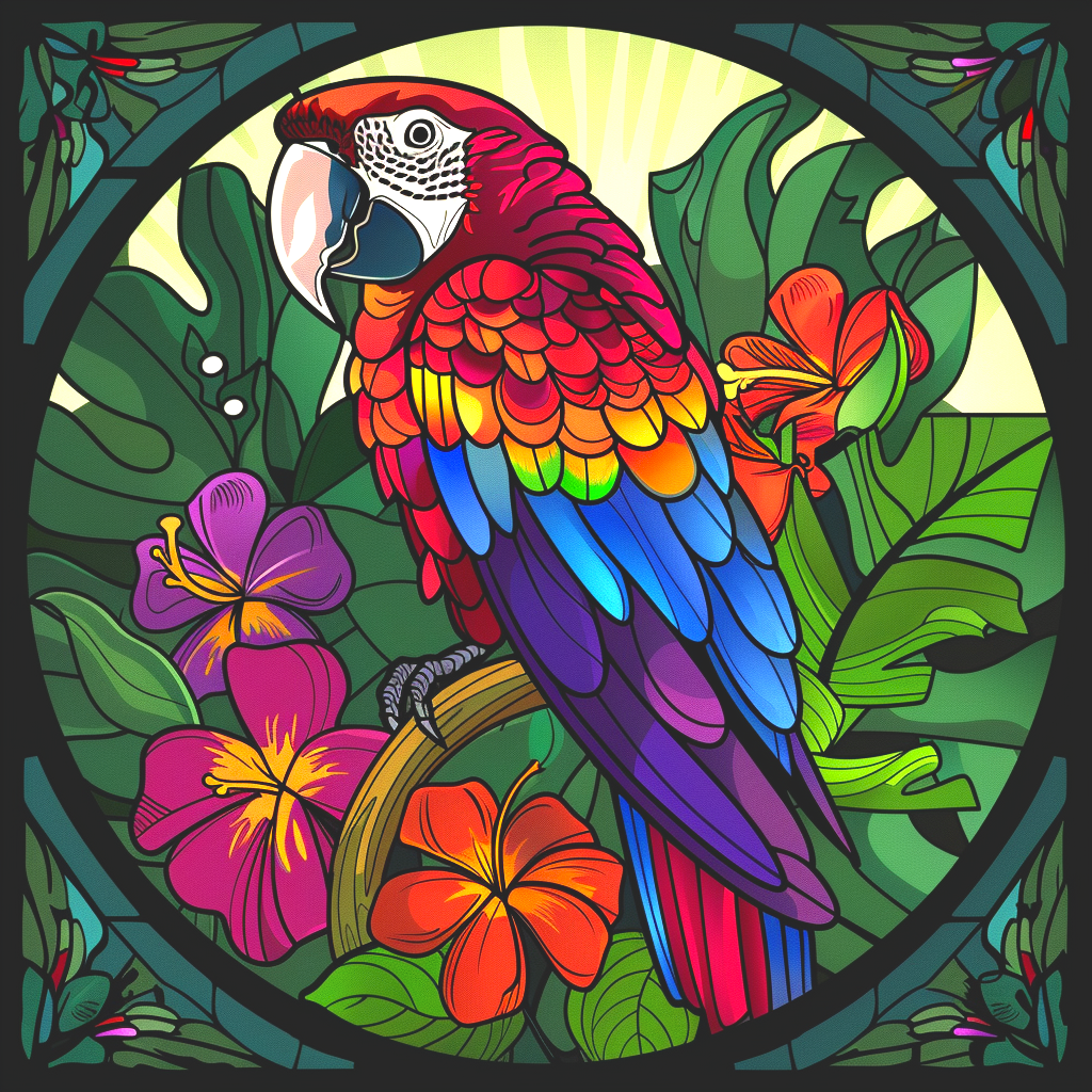 Abstract Parrot Circle Diamond Art Kit
