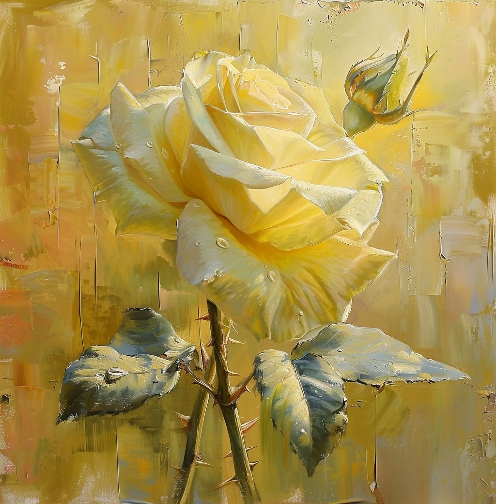 Painted Pale Yellow Rose Diamond Art Kit