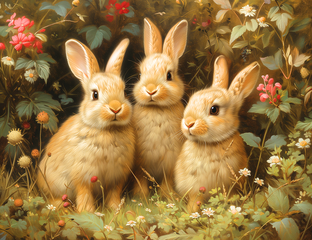 Three Woodland Bunnies Diamond Art Kit