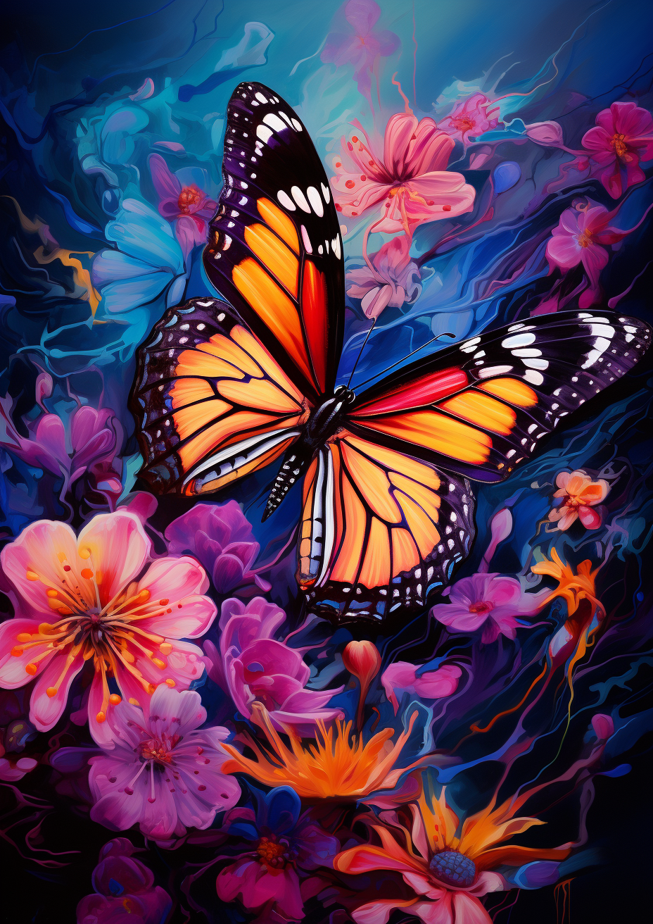 Bright Flowers And Butterfly Diamond Art Kit