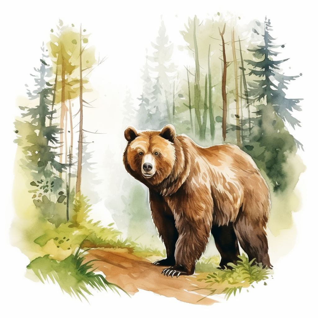 Brown Bear Watercolor Diamond Art Kit