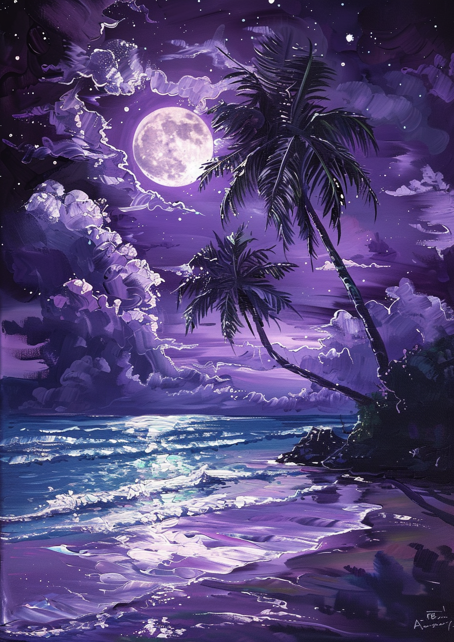 Purple Sky Palms Diamond Art Kit