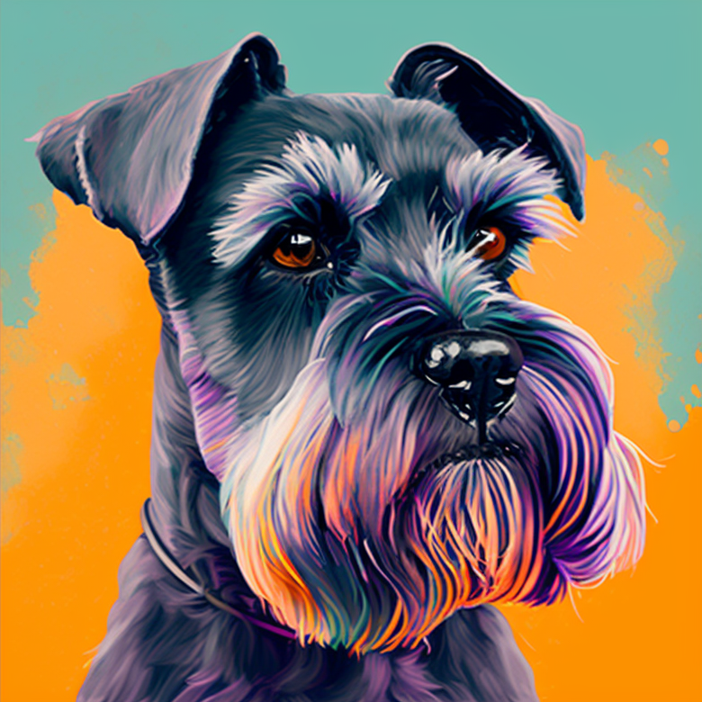 Purple Abstract Schnauzer Diamond Art Kit