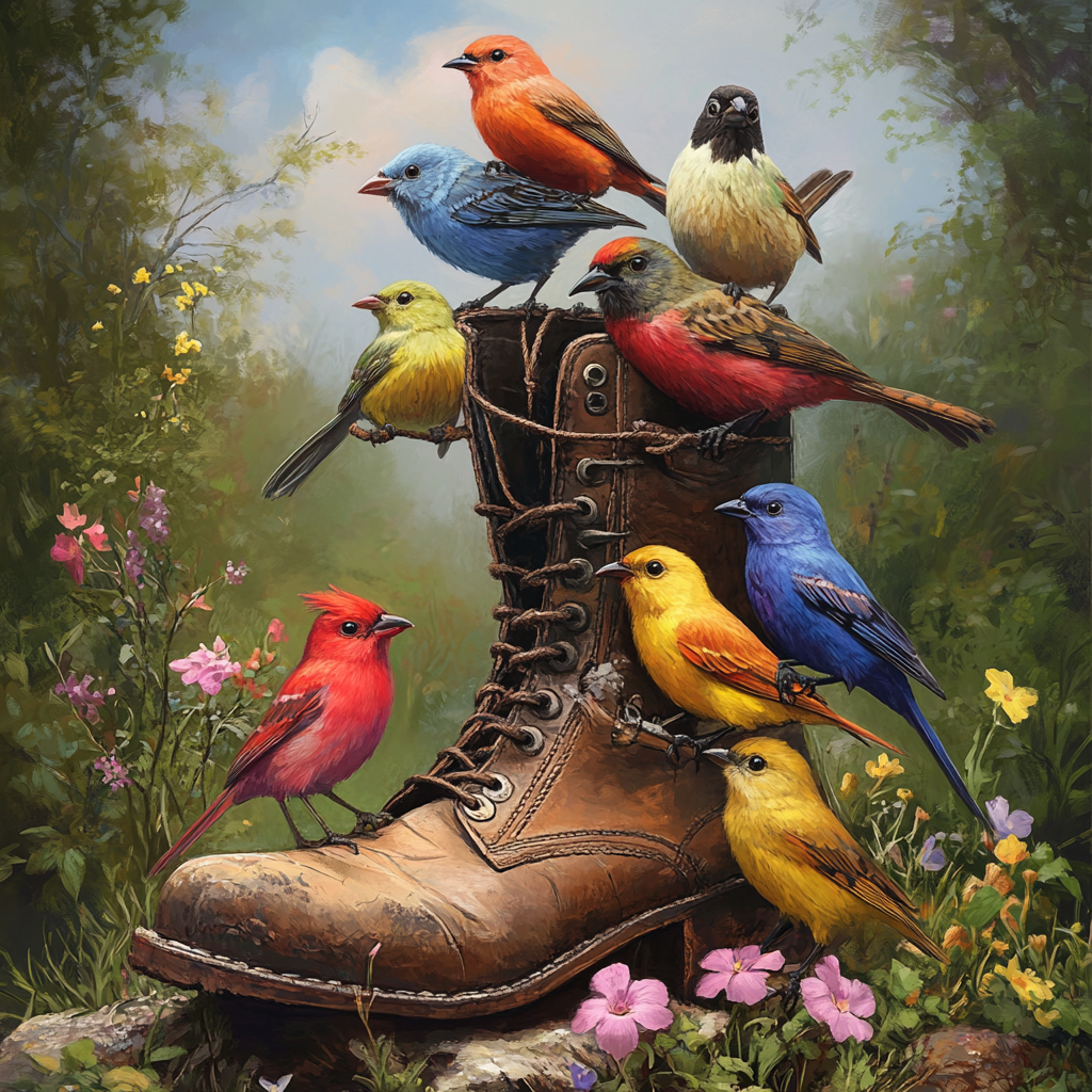 Old Boot And Birds Diamond Art Kit