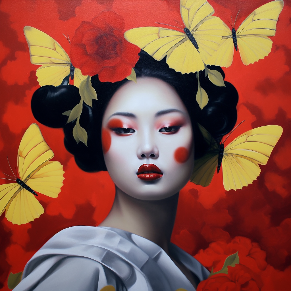 Japanese Butterfly Woman Diamond Art Kit