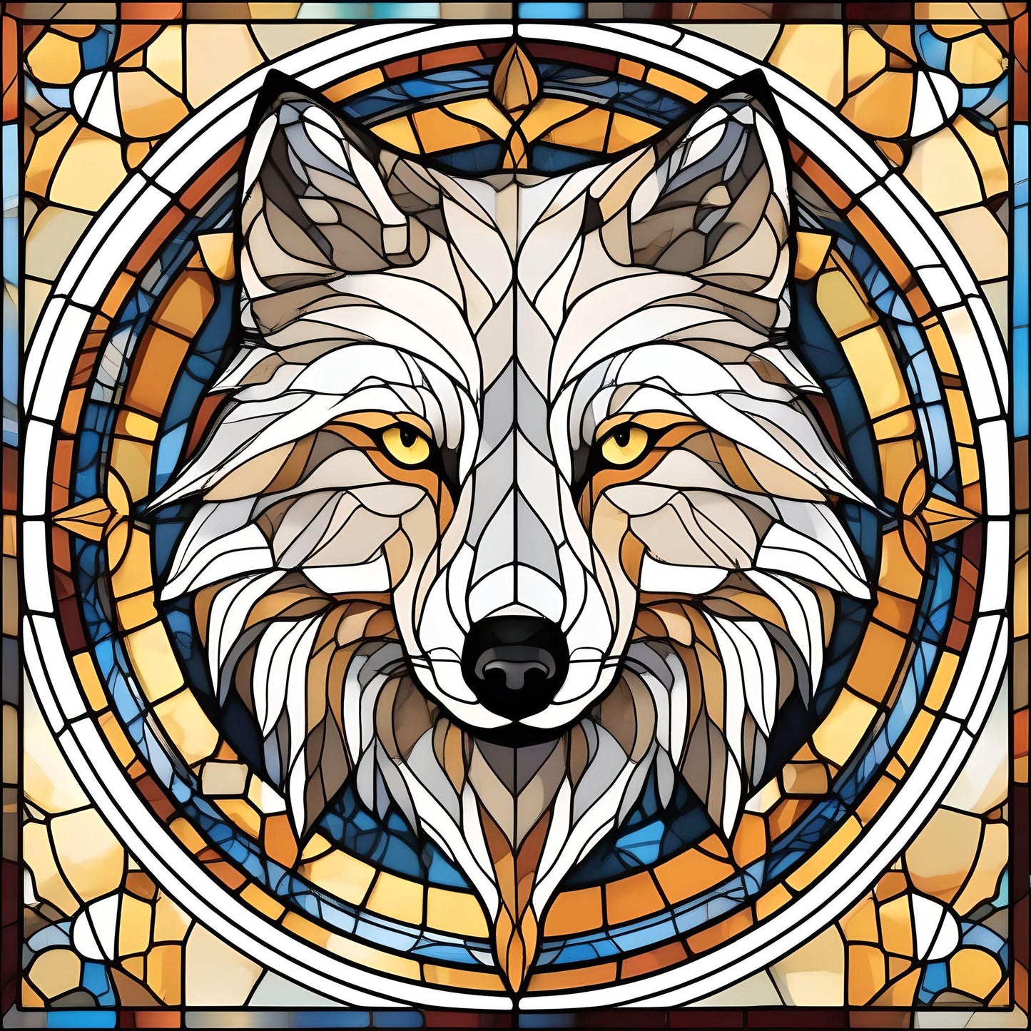 Abstract Yellow Eye Wolf Diamond Art Kit