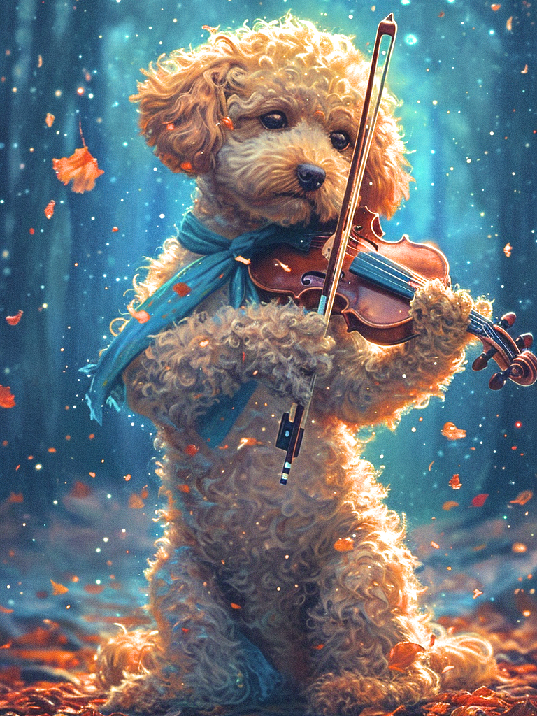 Poodle Violinist Diamond Art Kit