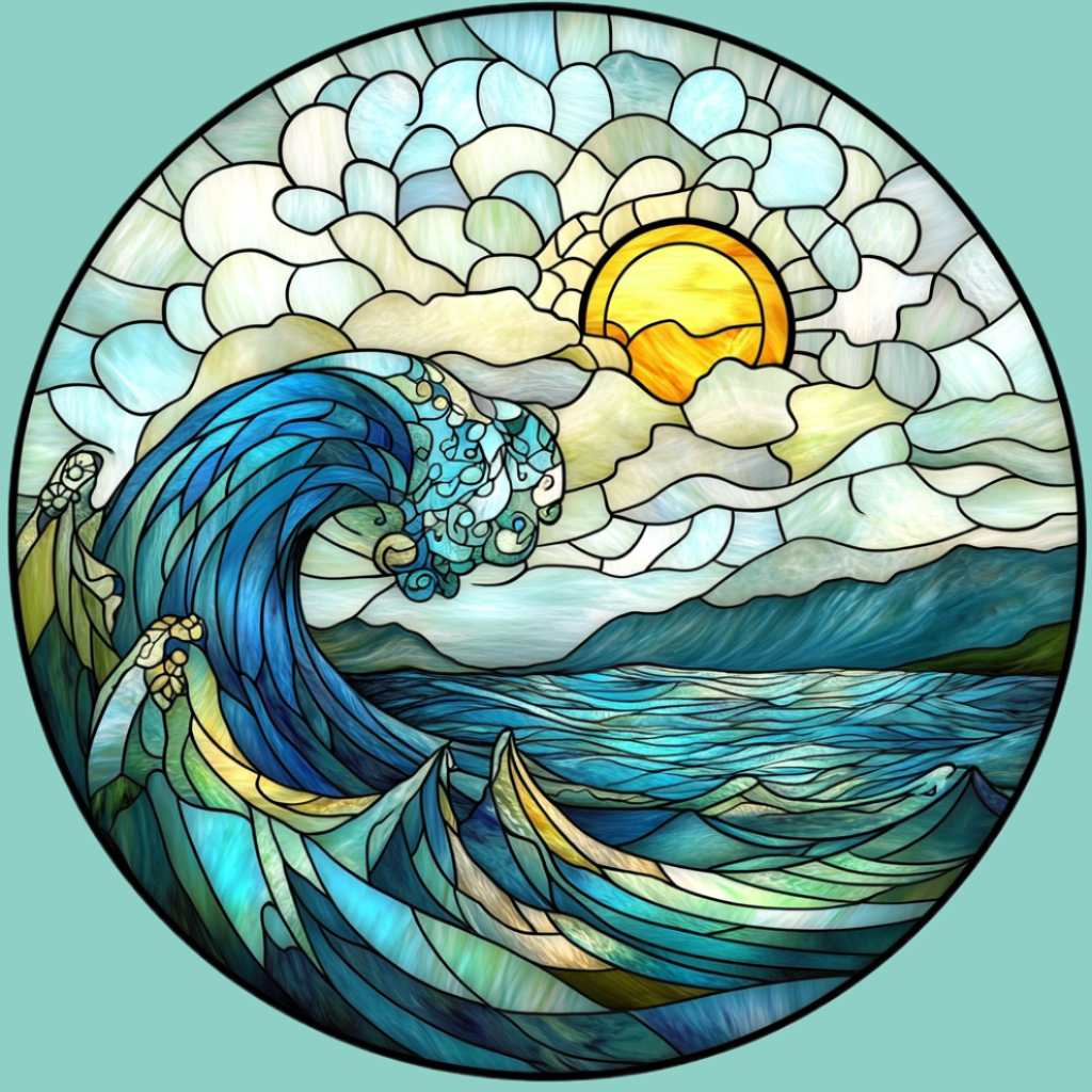 Abstract Sun And Waves Circle Diamond Art Kit