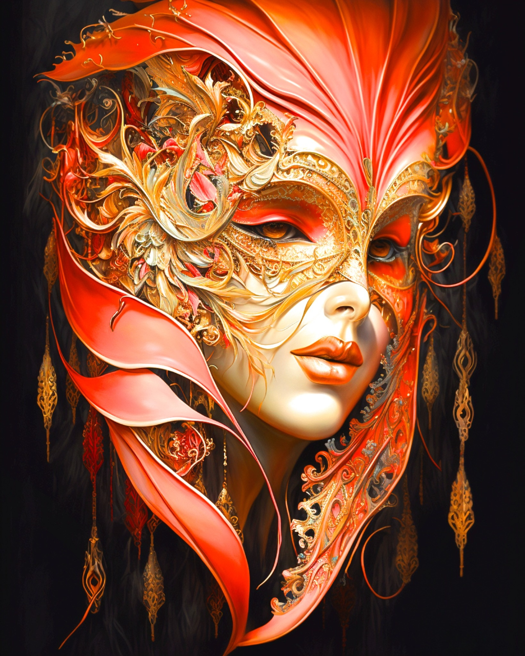 Orange Gold Mask Diamond Art Kit