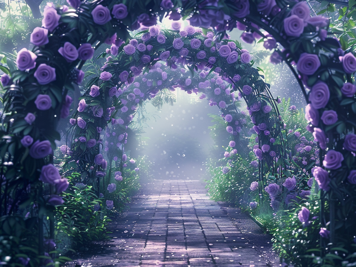 Purple Roses Garden Arches Diamond Art Kit