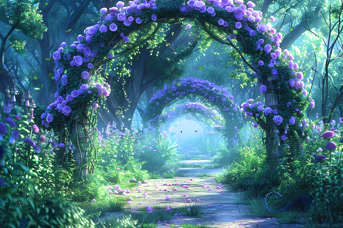 Purple Rose Forest Arches Diamond Art Kit